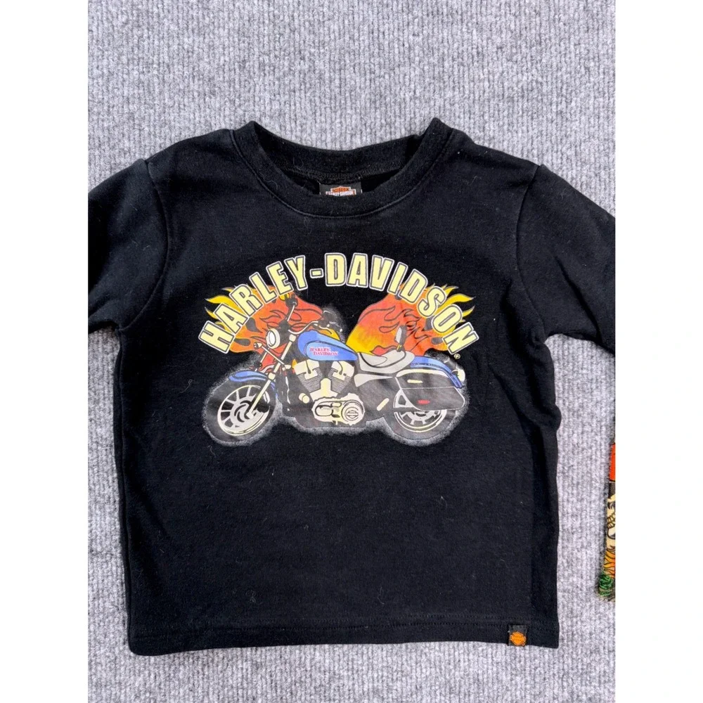 Harley Davidson Toddler‎ 2T Black Tattoo Mesh Sleeve Graphic T Shirt